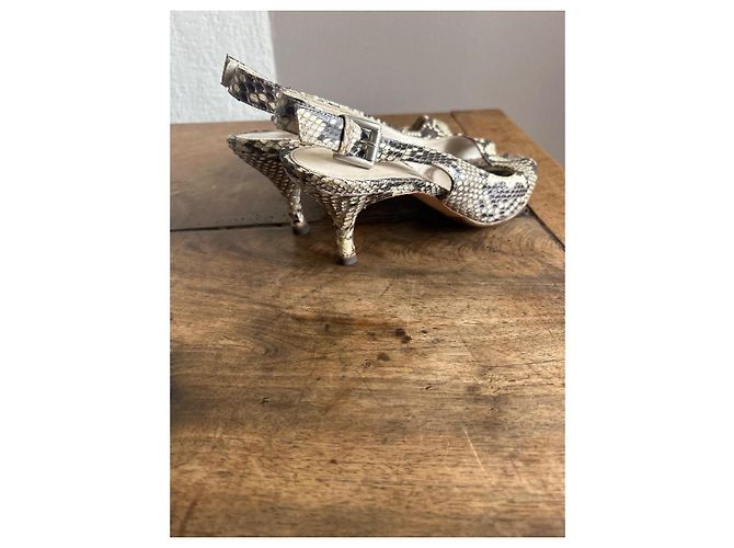 Gianvito Rossi Escarpins Python Print Cuir Beige Noir - vue 2