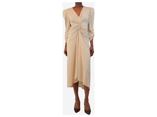 Isabel Marant Vestido midi fruncido Albini crema - size UK 8 - vista 3