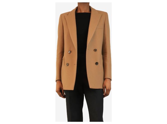 Autre Marque Abrigo de lana cruzado marrón - size UK 8 - vista 3