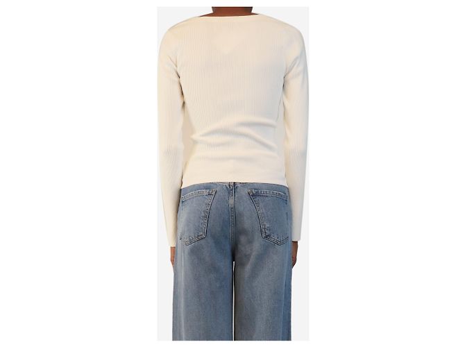 Autre Marque Haut côtelé blanc avec nœud - size S - vue 2