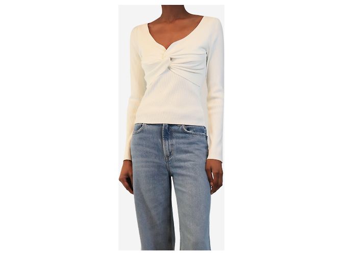 Autre Marque Haut côtelé blanc avec nœud - size S - vue 3