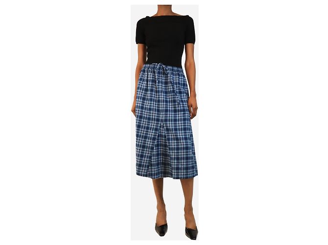 Acne Falda de tiro medio a cuadros azules - size UK 8 - vista 2
