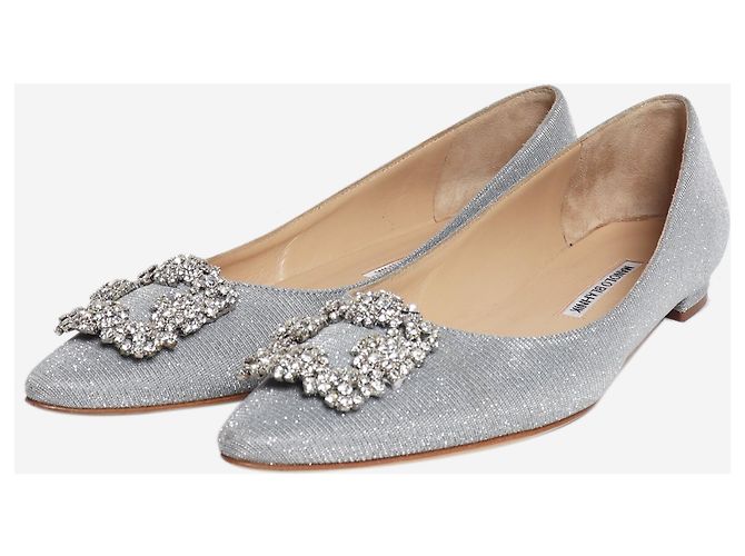 Manolo Blahnik Décolleté glitterate Silver Hangisflat - taglia EU 38.5 - vista 2