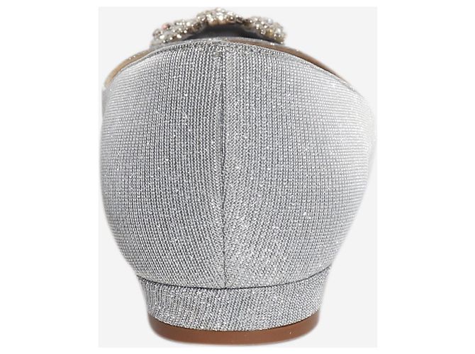 Manolo Blahnik Décolleté glitterate Silver Hangisflat - taglia EU 38.5 - vista 3