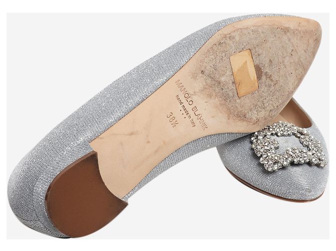 Manolo Blahnik Décolleté glitterate Silver Hangisflat - taglia EU 38.5 - vista 4