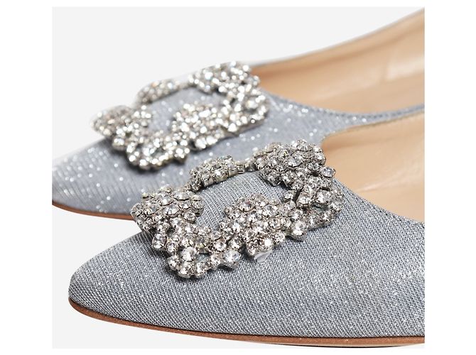 Manolo Blahnik Décolleté glitterate Silver Hangisflat - taglia EU 38.5 - vista 5