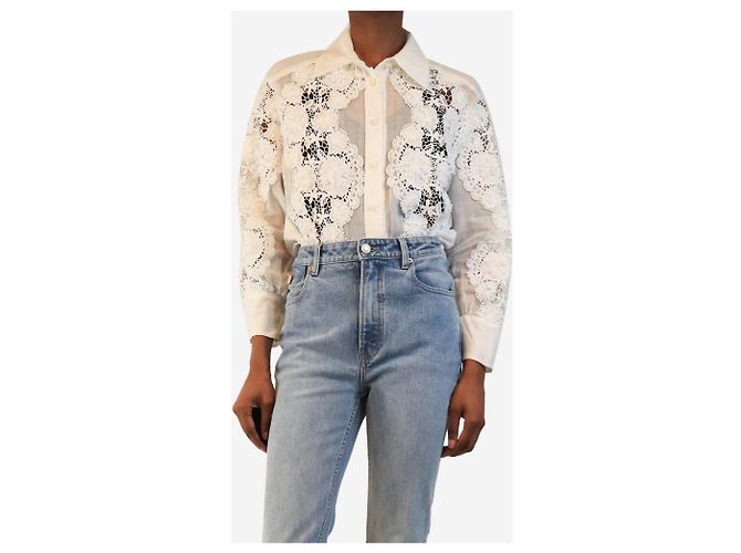 Zimmermann Camisa blanca transparente de broderie anglaise - size UK 8 - vista 3