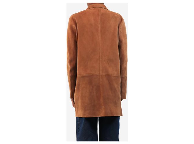 Dagmar Brauner Wildleder-Mantel mit Knöpfen - size UK 8 - Ansicht 2