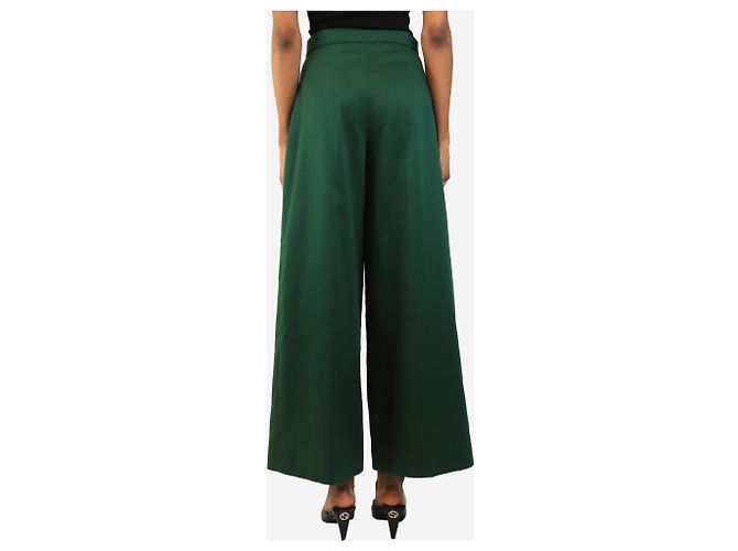 Autre Marque Satin-Weitbeinhose in Smaragdgrün - size UK 8 - Ansicht 3