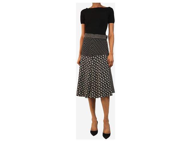 Proenza Schouler Falda midi de estampado mixto en blanco y negro FW18 - size UK 8 - vista 2