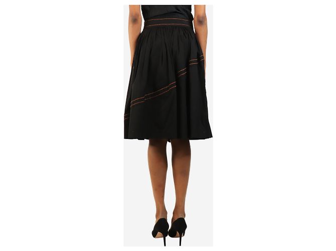Prada Falda midi negra con costuras contrastadas - size UK 8 - vista 3