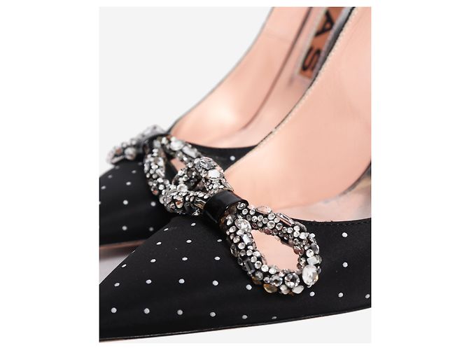 Rochas Schwarze Pumps mit Polka Dots und Kristallbesatz - size EU 40 - Ansicht 3