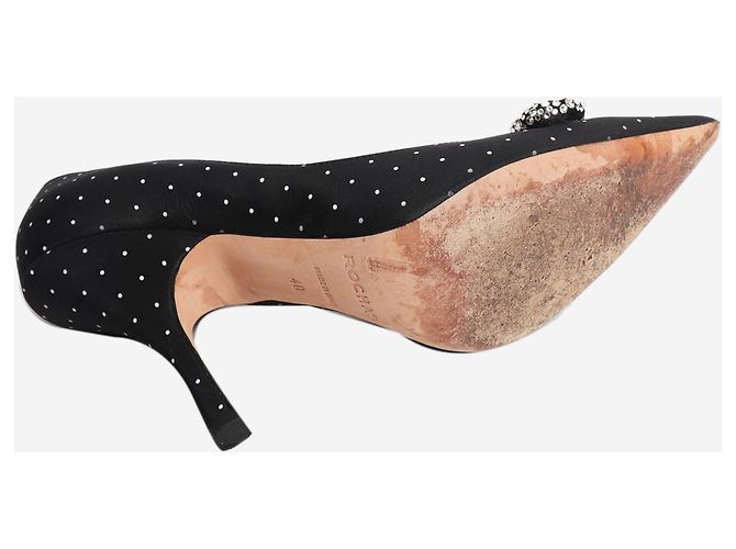 Rochas Schwarze Pumps mit Polka Dots und Kristallbesatz - size EU 40 - Ansicht 5