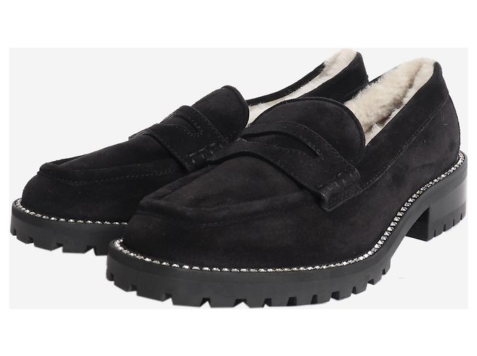 Jimmy Choo Mocassini in camoscio e shearling neri - size EU 37 - vista 2