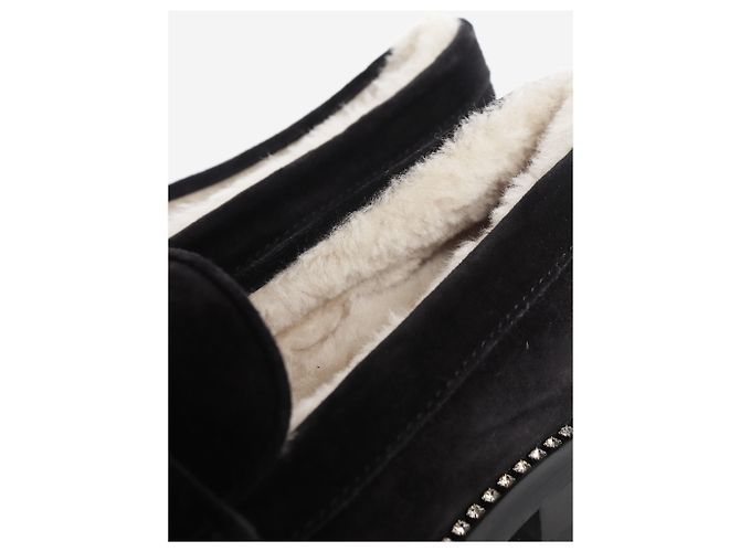 Jimmy Choo Mocassini in camoscio e shearling neri - size EU 37 - vista 5