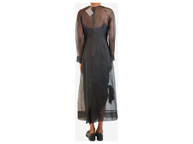 Autre Marque Abito midi trasparente in seta a maniche corte nero - size S - vista 2