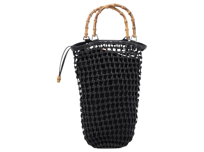 GUCCI Bamboo Handtasche Leder Schwarz Silber 000 1046 - Ansicht 13