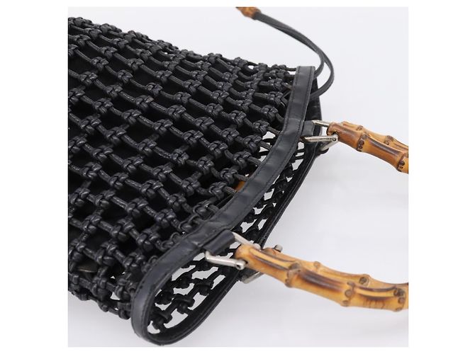 GUCCI Bamboo Handtasche Leder Schwarz Silber 000 1046 - Ansicht 6