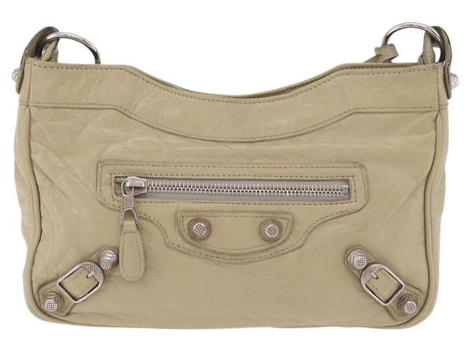 Balenciaga Giant City Shoulder Bag Leather Beige Silver 230640 - vista 13