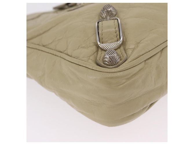 Balenciaga Giant City Shoulder Bag Leather Beige Silver 230640 - vista 14