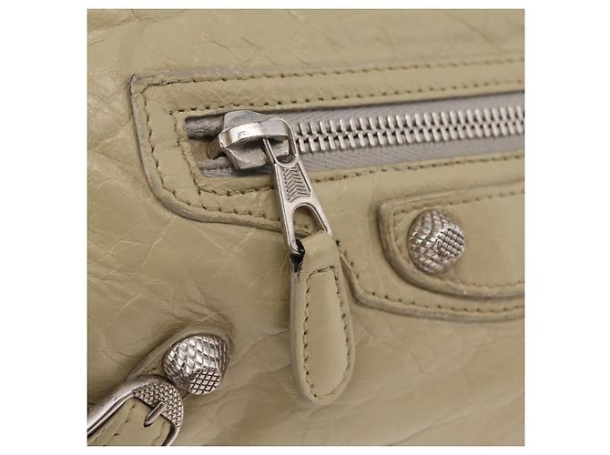 Balenciaga Giant City Shoulder Bag Leather Beige Silver 230640 - vista 18