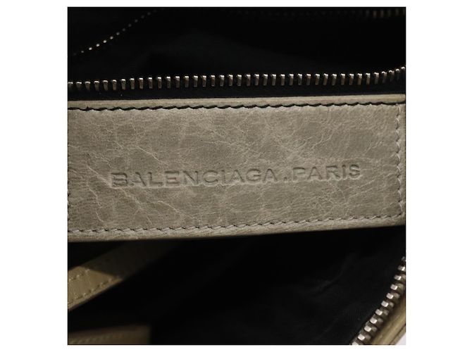 Balenciaga Giant City Shoulder Bag Leather Beige Silver 230640 - vista 19