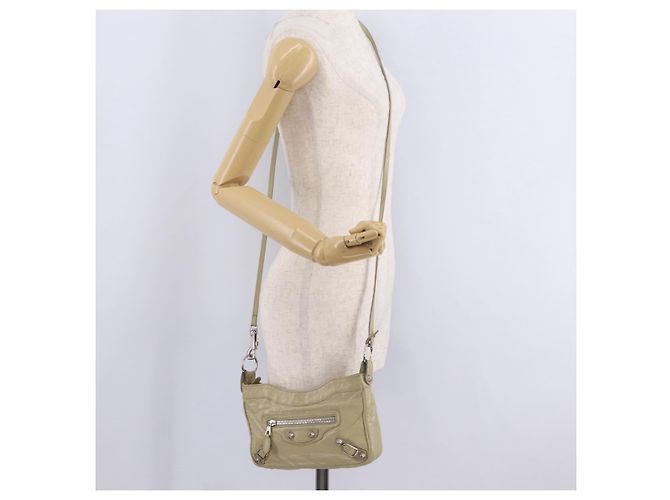 Balenciaga Giant City Shoulder Bag Leather Beige Silver 230640 - vista 24