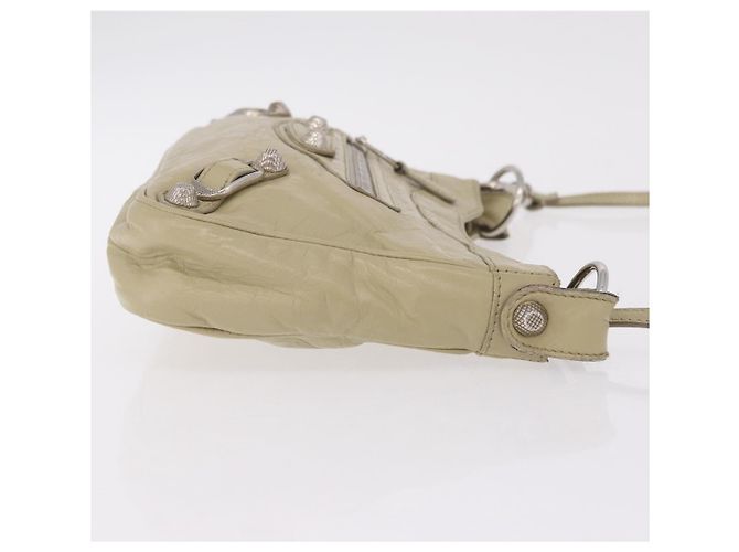 Balenciaga Giant City Shoulder Bag Leather Beige Silver 230640 - vista 3
