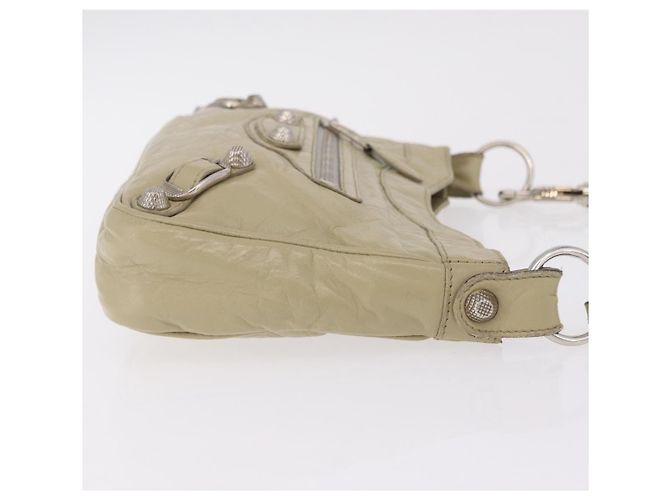Balenciaga Giant City Shoulder Bag Leather Beige Silver 230640 - vista 4