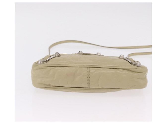 Balenciaga Giant City Shoulder Bag Leather Beige Silver 230640 - vista 5