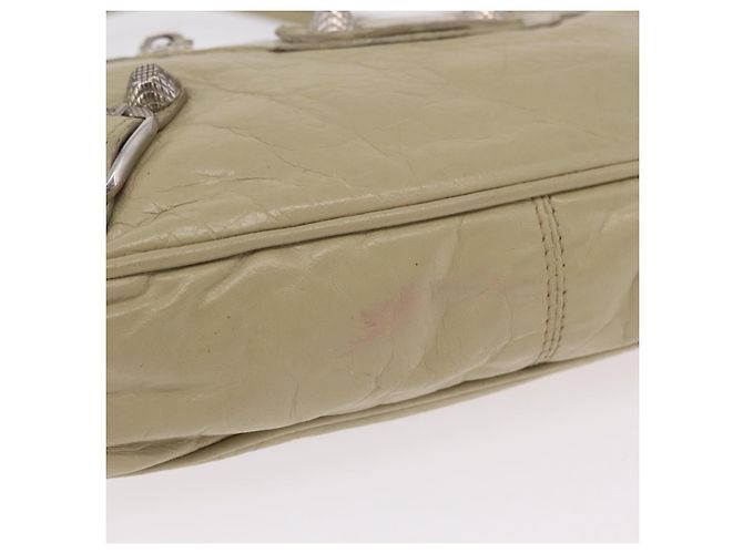Balenciaga Giant City Shoulder Bag Leather Beige Silver 230640 - vista 6