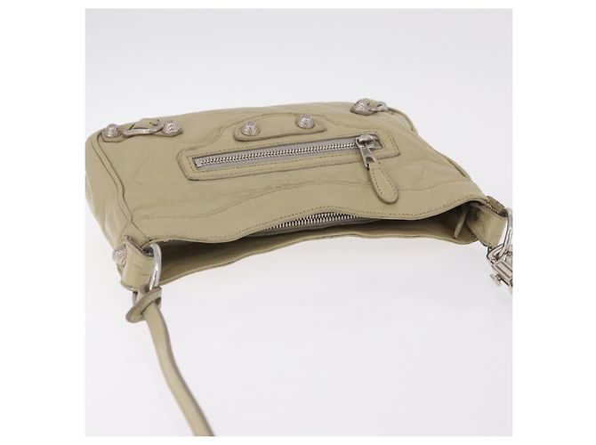 Balenciaga Giant City Shoulder Bag Leather Beige Silver 230640 - vista 7