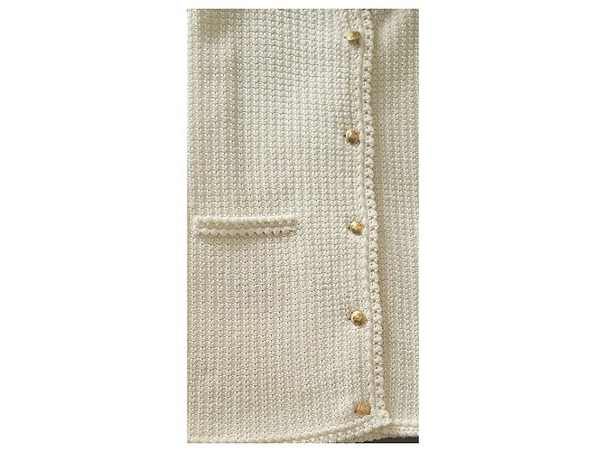 Céline weißes Tweed-Minikleid mit Goldknöpfen - Ansicht 11