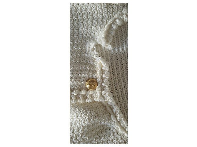 Céline weißes Tweed-Minikleid mit Goldknöpfen - Ansicht 6