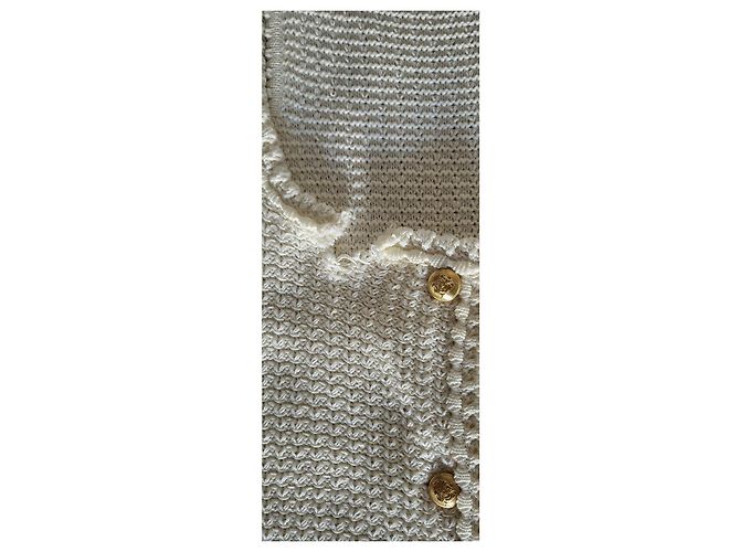 Céline weißes Tweed-Minikleid mit Goldknöpfen - Ansicht 7