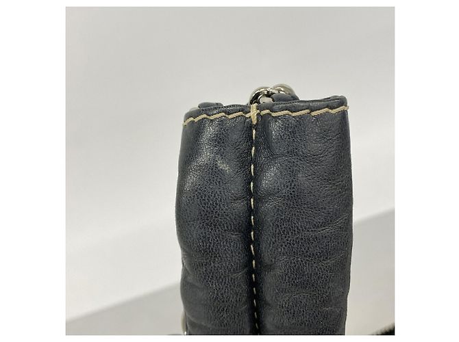 Borsa a tracolla Chanel in tela beige e nera - vista 8