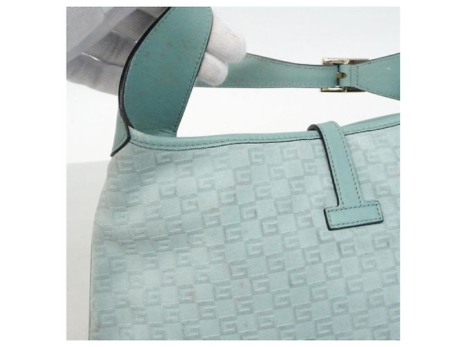 Borsa a tracolla Gucci in camoscio verde chiaro - vista 9