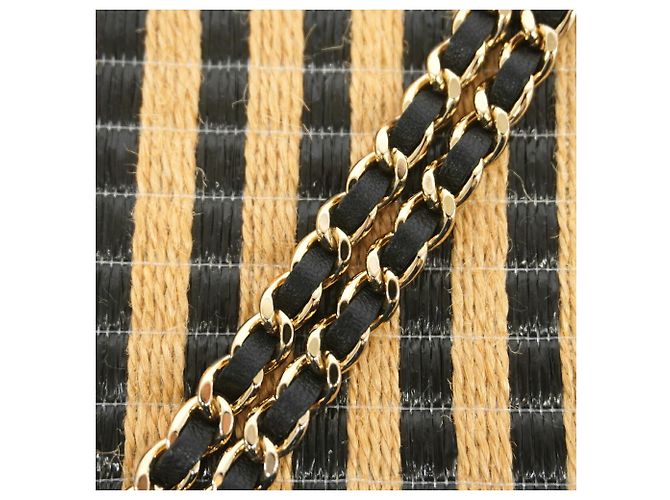 Bolso Vanity Chanel de Rafia Negro y Beige - vista 6