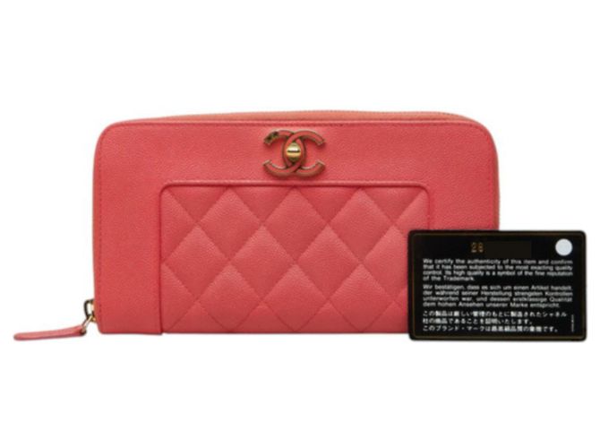 Cartera larga Chanel Matelassé de piel de becerro granulada rosa - vista 11