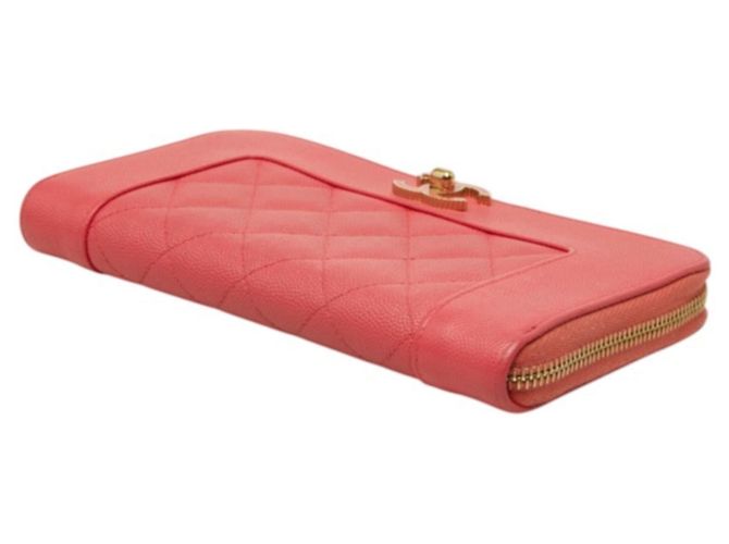 Cartera larga Chanel Matelassé de piel de becerro granulada rosa - vista 4