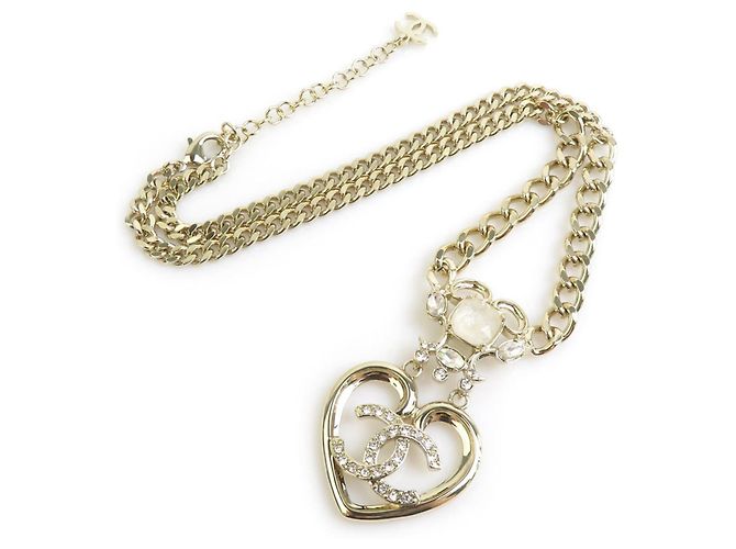 Colar de metal dourado Chanel - vista 2