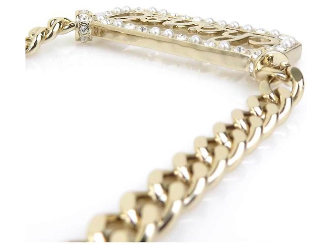 Collar Chanel dorado con perlas artificiales - vista 3