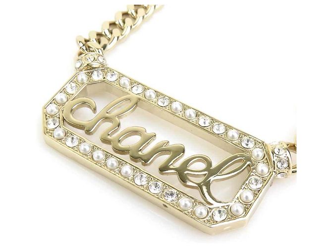 Collar Chanel dorado con perlas artificiales - vista 5