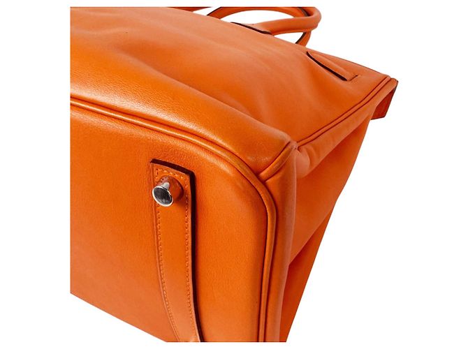Hermès Bolsa Hermes Birkin 35 em couro Swift Orange - vista 10