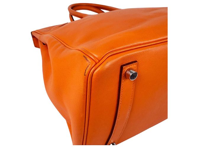 Hermès Bolsa Hermes Birkin 35 em couro Swift Orange - vista 11