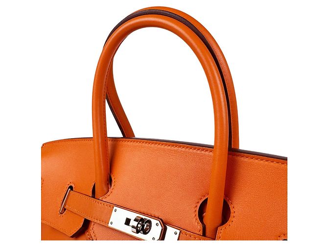 Hermès Bolsa Hermes Birkin 35 em couro Swift Orange - vista 12