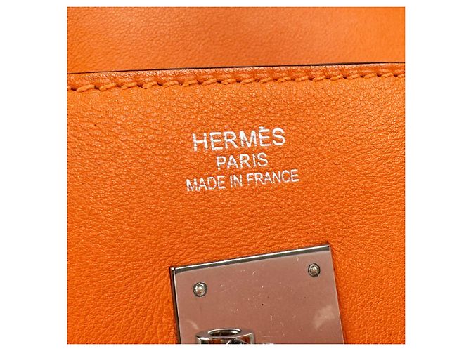 Hermès Bolsa Hermes Birkin 35 em couro Swift Orange - vista 14
