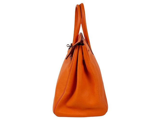 Hermès Bolsa Hermes Birkin 35 em couro Swift Orange - vista 2
