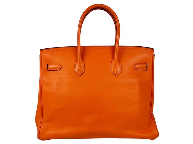 Hermès Bolsa Hermes Birkin 35 em couro Swift Orange - vista 3