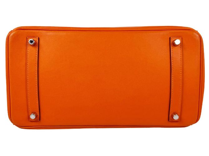 Hermès Bolsa Hermes Birkin 35 em couro Swift Orange - vista 4
